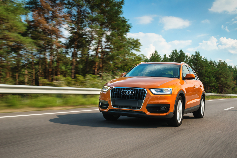 Belarus,,highway,,september,1, ,2013:,orange,audi,q3,in
