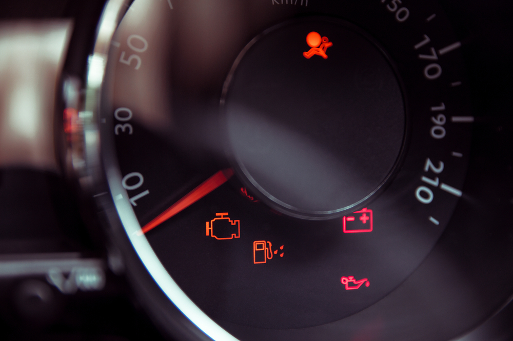 Many,different,car,dashboard,lights,in,closeup